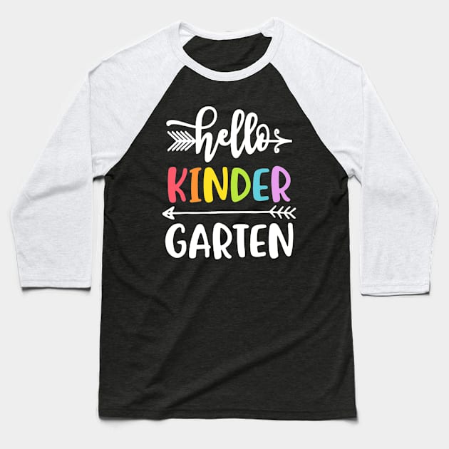 Kindergarten Tshirt Hello Kinder Teacher Student Teamwork Baseball T-Shirt by Wolfek246